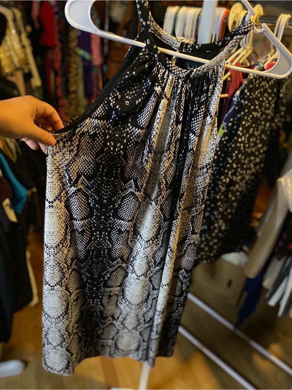 Nicole Miller Black and White Snakeskin Mini Dress